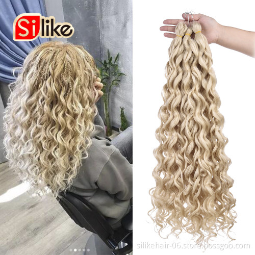 Wholesale 24 inch Ombre Blonde Brown Afro Curl Water Wave Braids Ocean Wave Curly Synthetic Crochet Braiding Hair Extension